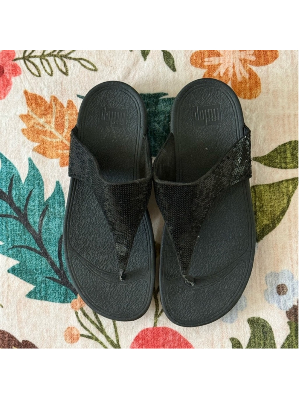 Black Sequin Fitflop Flip Flop Sandals Size 9 / 10 Read Description